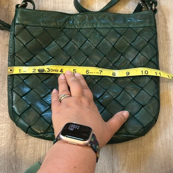 Anthropologie Vilenca Holland Green Leather Wove Bag - Picture 8 of 10